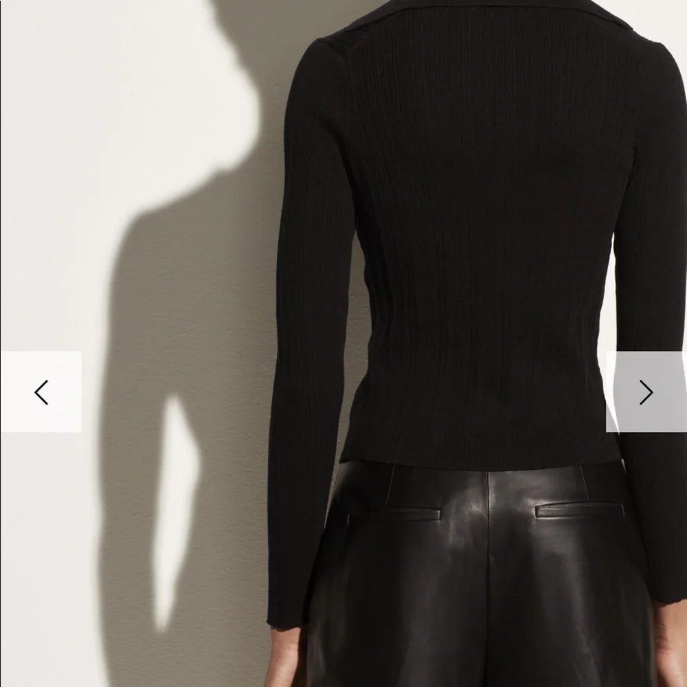 Vince Ribbed Polo Cardigan - Picture 2 of 6